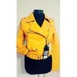 Geaca biker galben mustar Freja