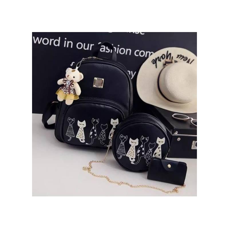 Set rucsac negru Pisicutele aristocrate