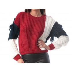 Pulover tricotat cu franjuri Tommy