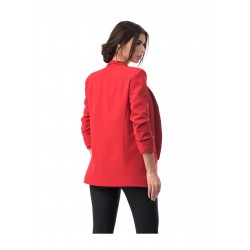 Sacou rosu lung, tip blazer