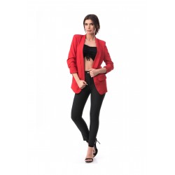 Sacou rosu lung, tip blazer