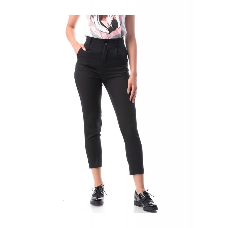 Pantaloni negri office-casual,curea inclusa