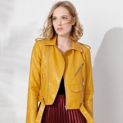 Geaca biker galben mustar Freja