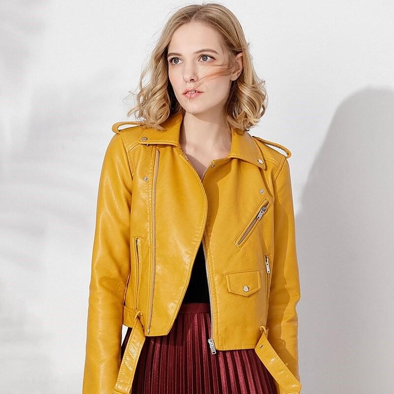 Geaca biker galben mustar Freja