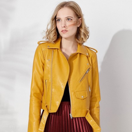 Geaca biker galben mustar Freja
