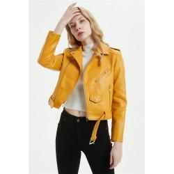Geaca biker galben mustar Freja