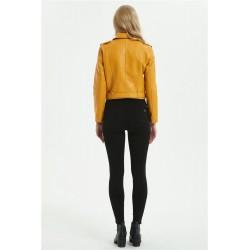 Geaca biker galben mustar Freja