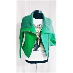 Geaca verde din piele ecologica,biker
