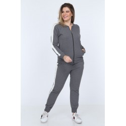 Trening plus size gri melange Terry Chris