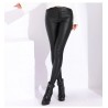 Pantaloni piele eco cu nasturi si fermoar