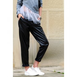 Pantaloni piele ecologica Relax & Fit, model boyfrend