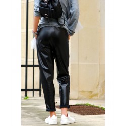 Pantaloni piele ecologica Relax & Fit, model boyfrend