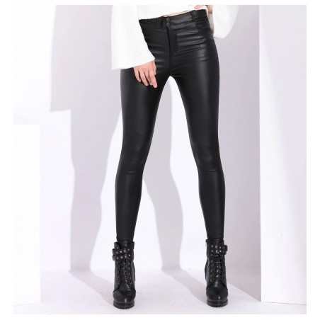 Pantaloni piele ecologica Skin vatuiti pe interior