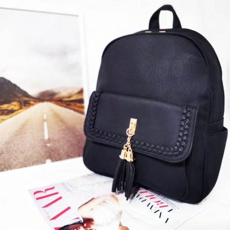 Rucsac Brian Tracy,negru din piele ecologica