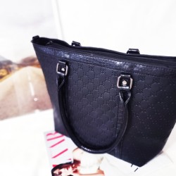 Geanta 3D Design,neagra,piele ecologica, shopper
