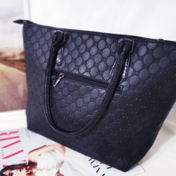 Geanta 3D Design,neagra,piele ecologica, shopper