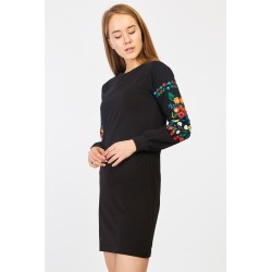 Rochie casual cu maneci lungi si imprimeu floral