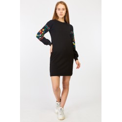 Rochie casual cu maneci lungi si imprimeu floral Georgia