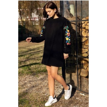 Rochie casual cu maneci lungi si imprimeu floral Georgia