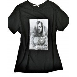 Tricou negru cu imprimeu vintage, vascoza