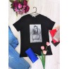 Tricou negru cu imprimeu vintage, vascoza