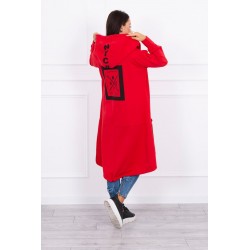 Cardigan Nick lung rosu din bumbac