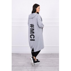 Cardigan lung gri MCI din bumbac