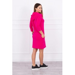 Rochie sport tip hanorac, roz cu gluga, bumbac