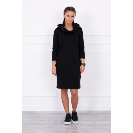 Rochie sport tip hanorac, neagra, bumbac