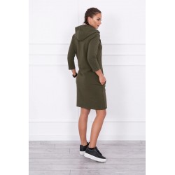 Rochie sport tip hanorac, kaki, bumbac