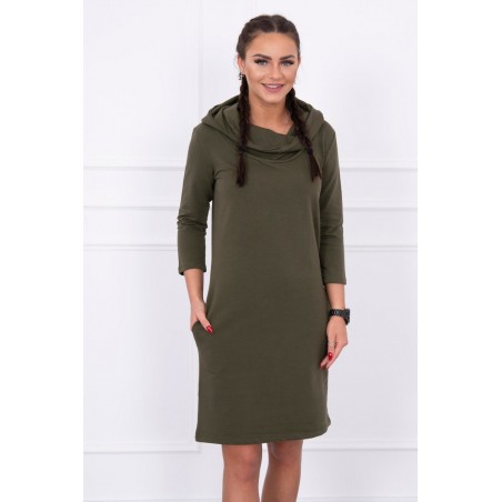 Rochie sport tip hanorac, kaki, bumbac