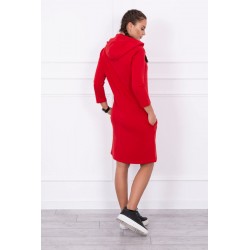 Rochie sport tip hanorac, rosie, bumbac