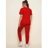 Trening cu maneca scurta Plus Size Fit,rosu, bumbac