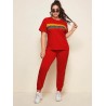 Trening cu maneca scurta Plus Size Fit,rosu, bumbac