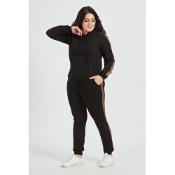 Trening dama Black Cotton , negru, marimi mari, bumbac, animal print