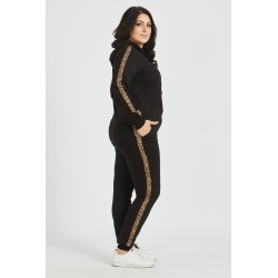 Trening dama Black Cotton , negru, marimi mari, bumbac, animal print