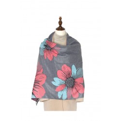 Sal casmir gri cu imprimeu floral