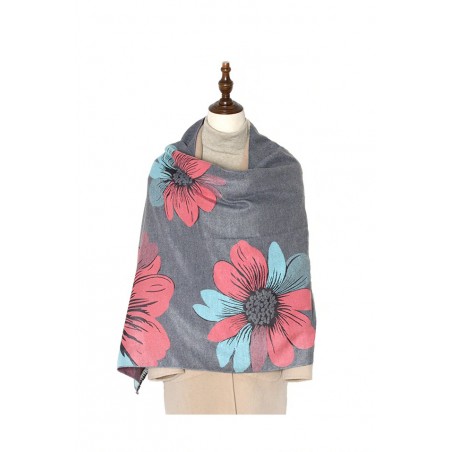 Sal casmir gri cu imprimeu floral