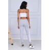 Pantaloni trening Blow din bumbac, gri cu dungi albe