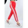 Pantaloni trening cu dungi albe, rosii