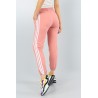 Pantaloni trening cu dungi albe,roz