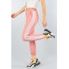 Pantaloni trening cu dungi albe,roz