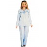 Pijama marimi mari 100%bumbac, alb cu albastru