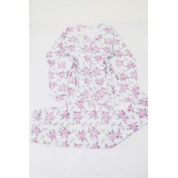 Pijama dama,100% bumbac, marimi mari, imprimeu floral roz