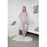 Pijama Lux 100% bumbac, imprimeu floral, gri