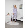 Pijama Lux 100% bumbac, imprimeu floral, gri