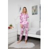 Pijama Lux 100% bumbac, imprimeu floral, roz