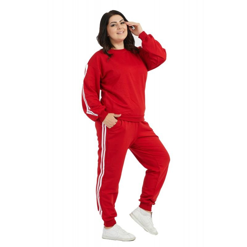Trening dama Sport & Fit, marimi mari, rosu, bumbac