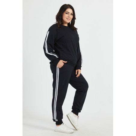 Trening dama Sport & Fit, marimi mari,negru, bumbac