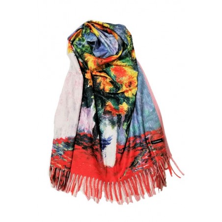 Esarfa casmir cu print floral, floarea soarelui